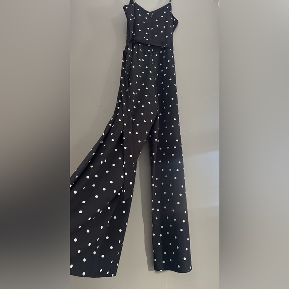 Monteau Pants - Monteau Black and White Polka Dot Jumpsuit